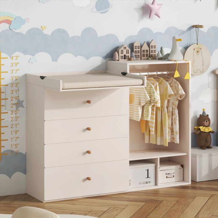 Changing Table Dresser and Clothes Rack