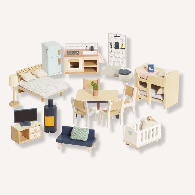 Wooden Dollhouse Furniture Set