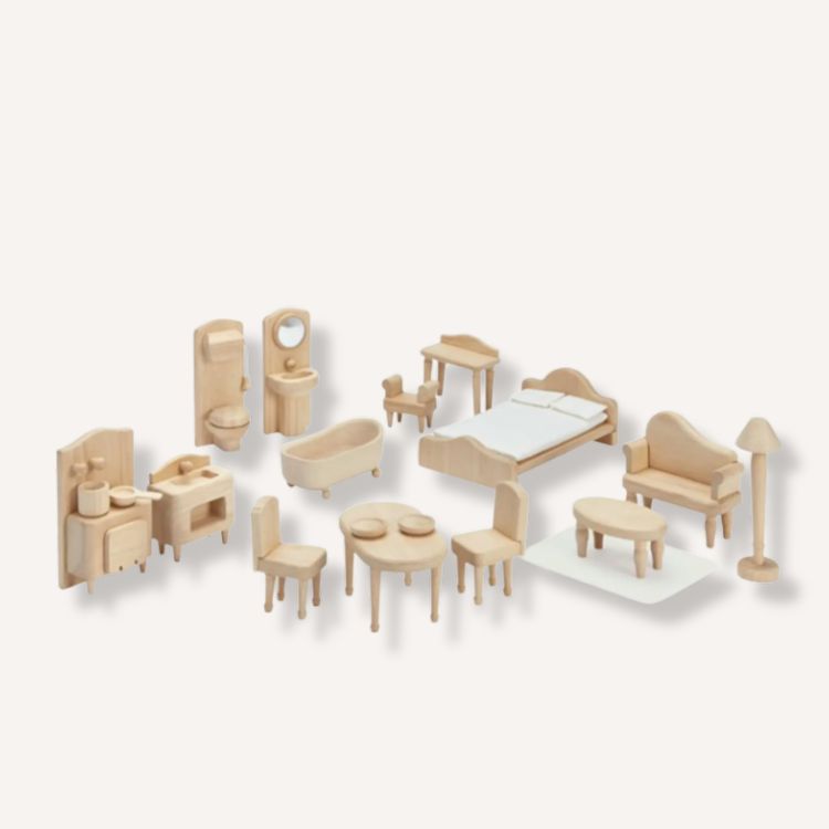 Wooden Dollhouse Furniture Set