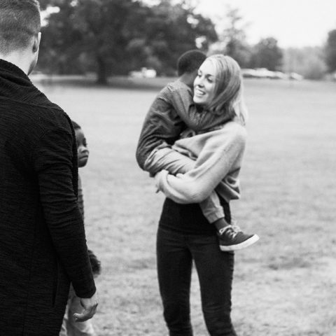 woman holding child