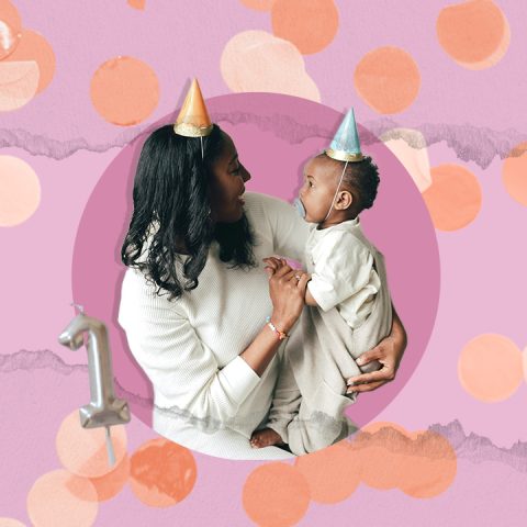 Mother and child on first birthday
