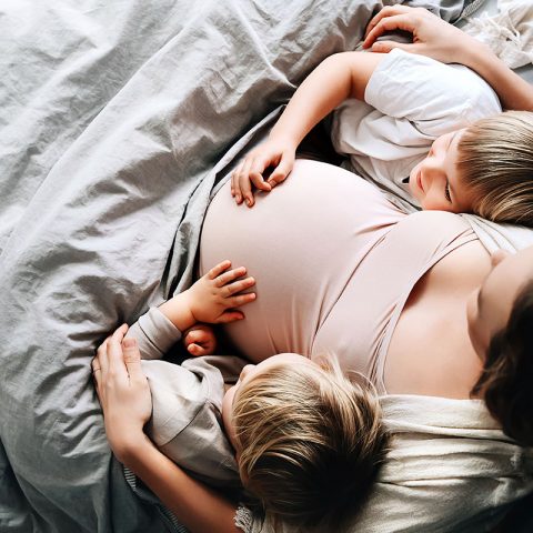 pregnant mom with two kids