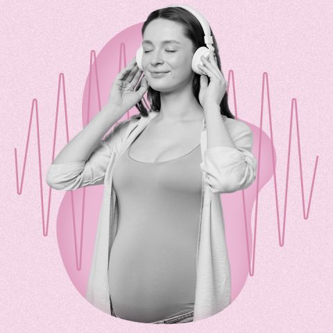 Mom listening to podcast