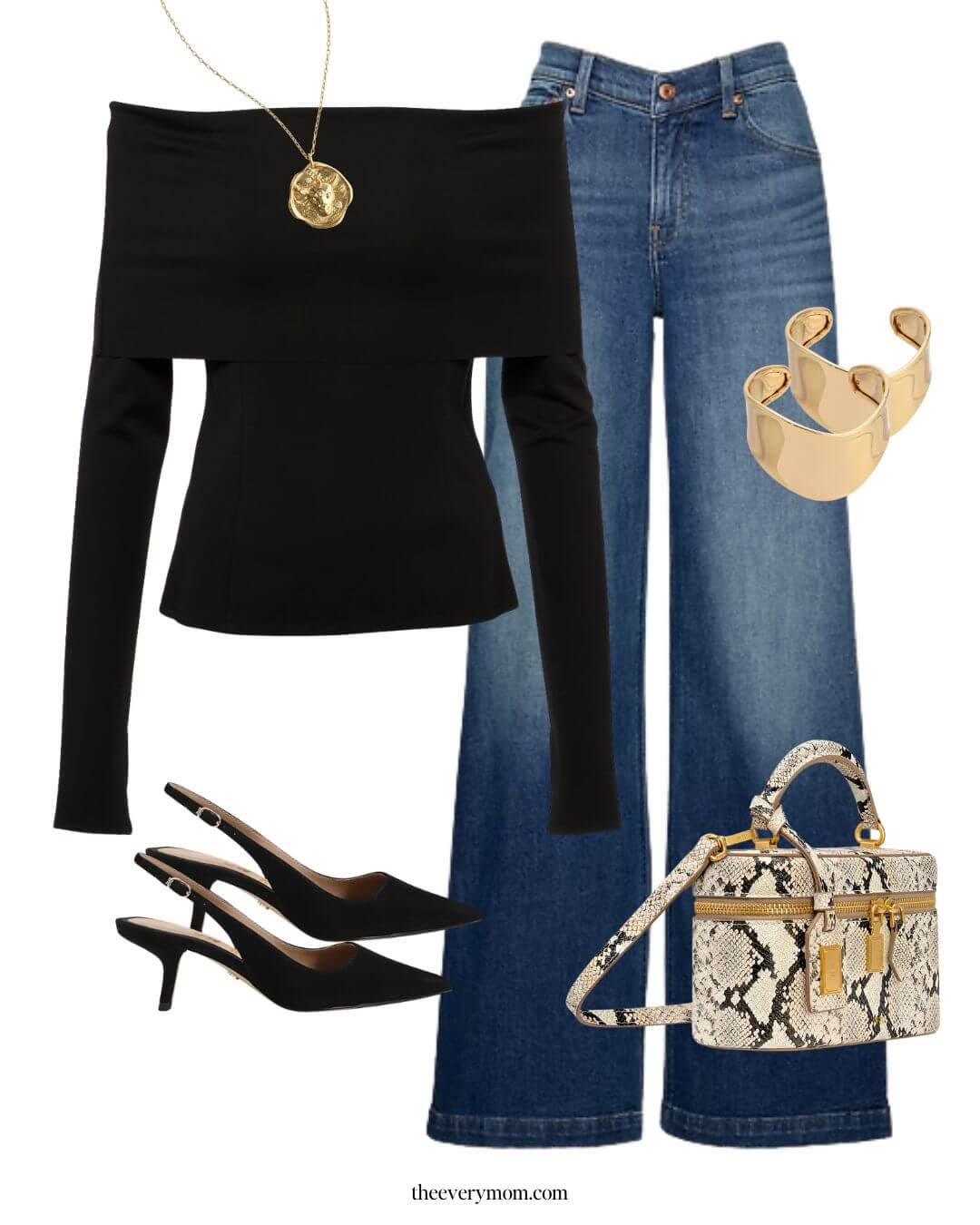 date night outfit with jeans and a cute top