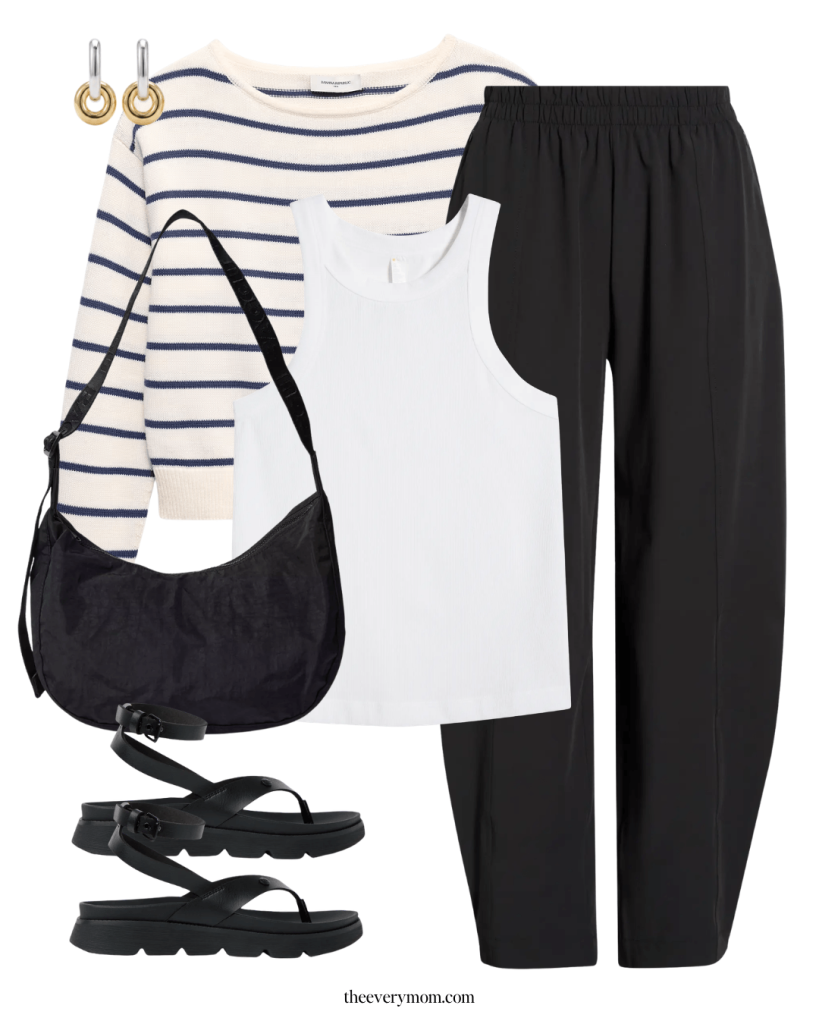 travel outfit with athleisure pants