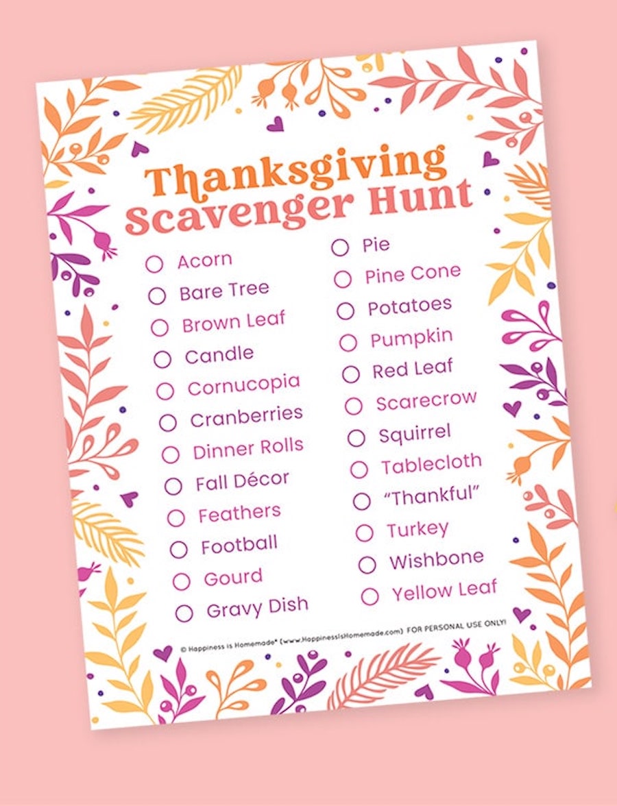 thanksgiving scavenger hunt