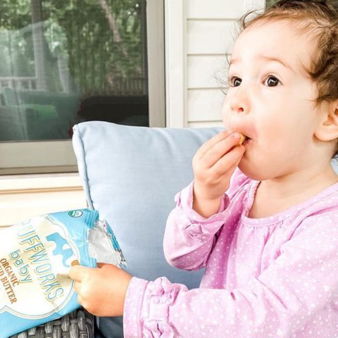toddler snacking