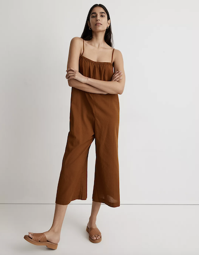 Dobby Pull-On Wide-Leg Cami Jumpsuit