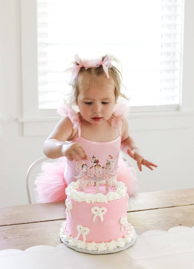 tutu cute 2nd birthday cake with pink frosting