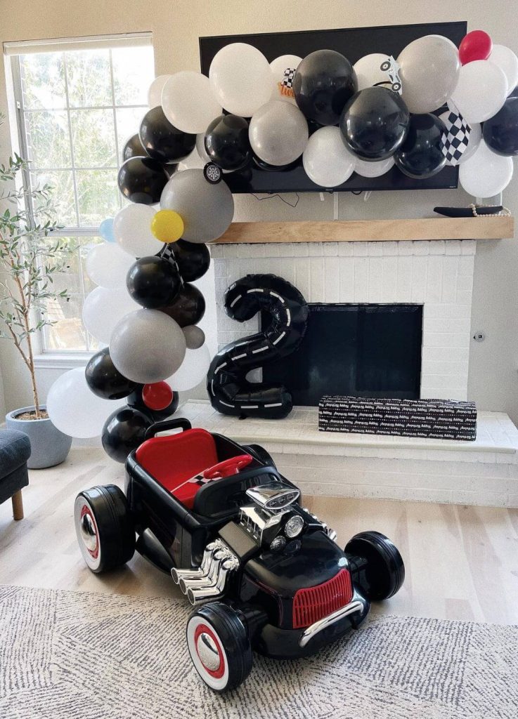 two fast 2nd birthday theme balloon decorations