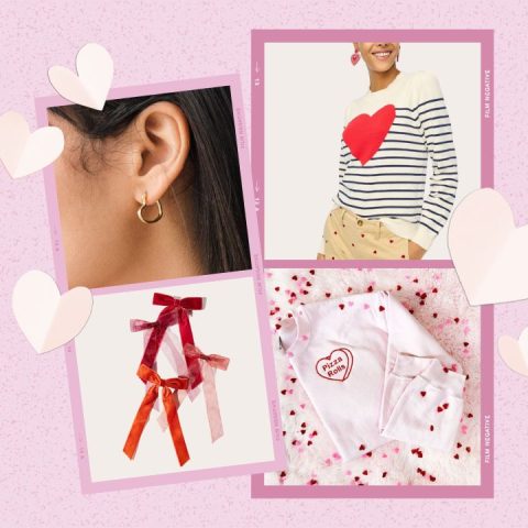 valentine's day clothing and accessories collage