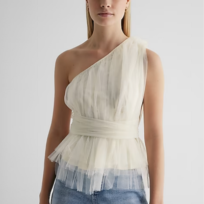 Tulle One Shoulder Top