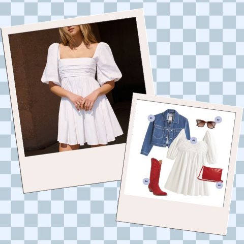 concert outfits on checkered background