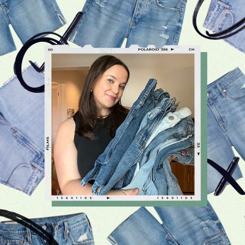 graphic collage of denim shorts