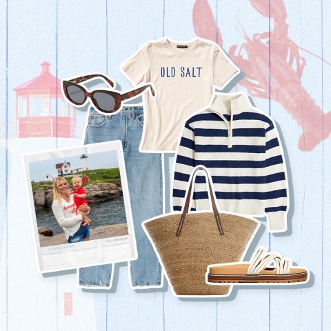 clothing, polaroid, lobster & lighthouse collage