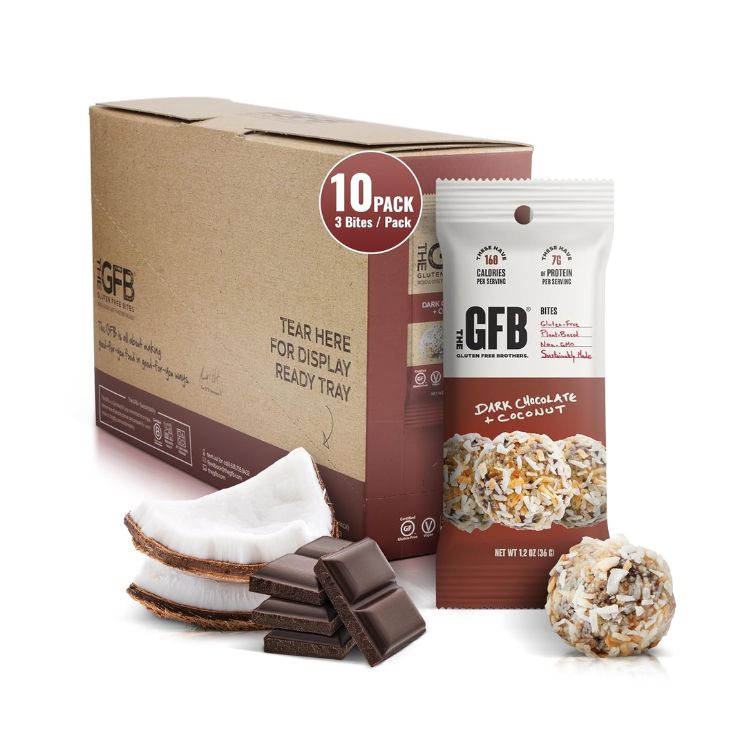 Dark Chocolate Coconut Protein Bites 