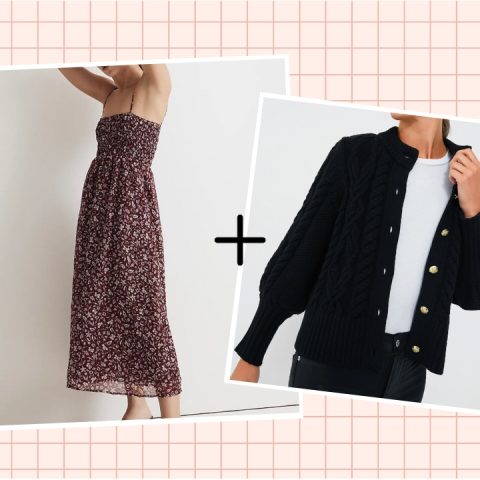 sweater over dress combo