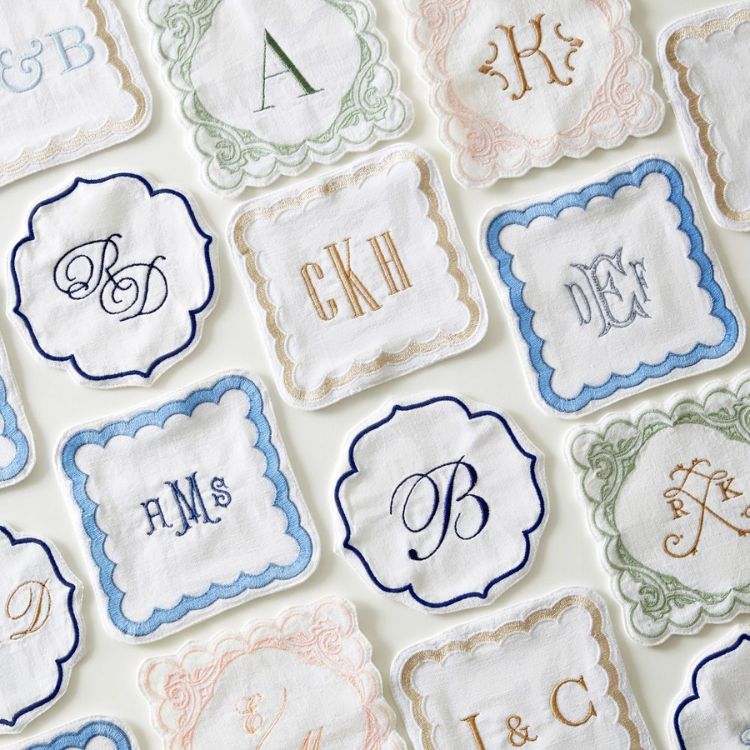 Bespoke Embroidered Coasters, Set of 4