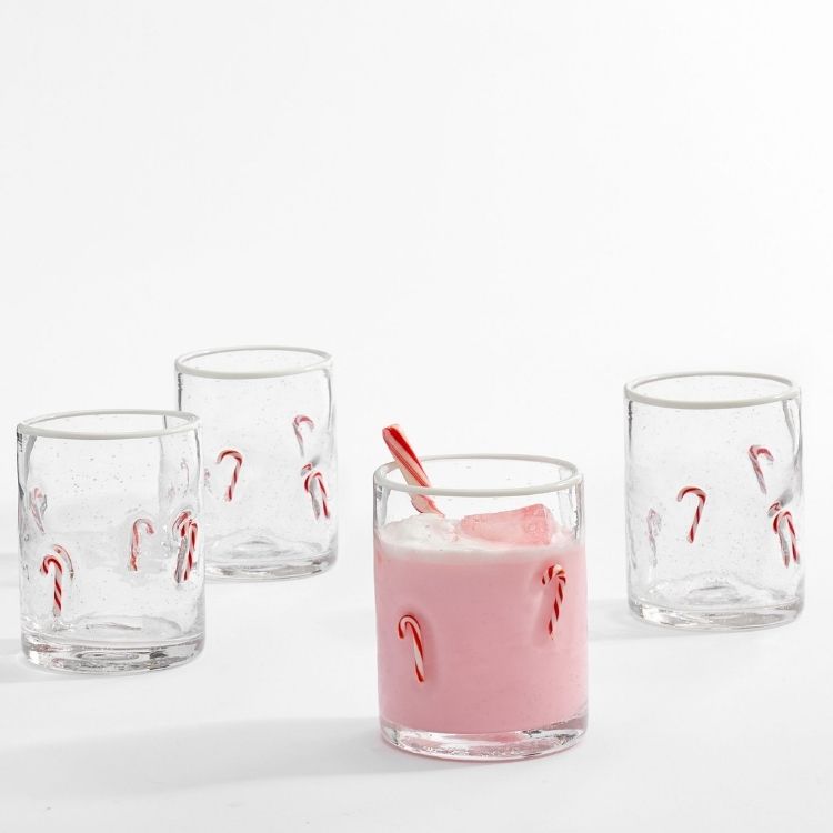 Peppermint Icon Drinking Glasses - Set of 4