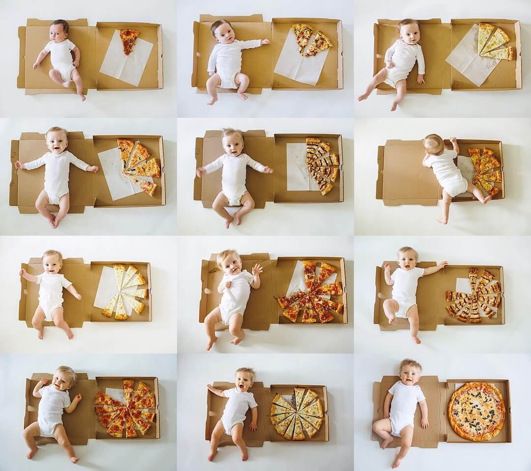 pizza baby monthly milestone photo idea