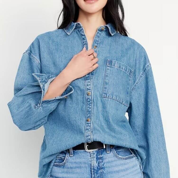 Boyfriend Button-Down Jean Tunic