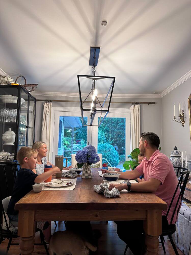 family having dinner at dining table