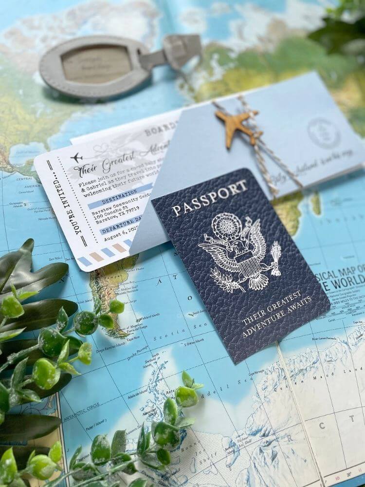 couples baby shower travel theme