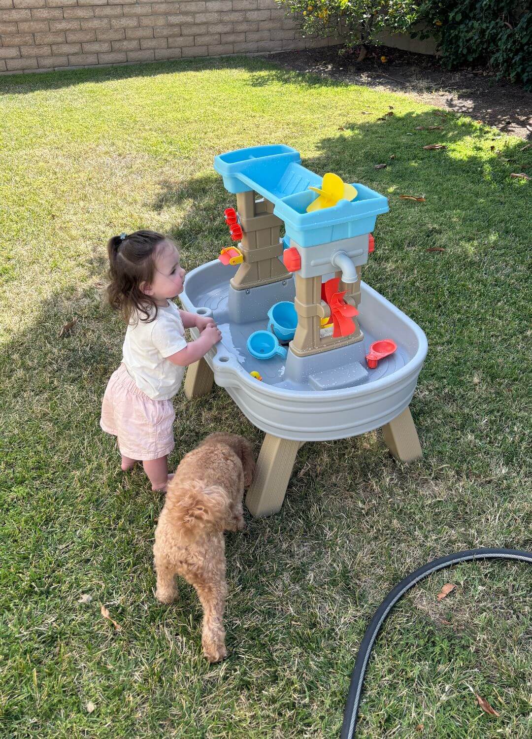 toddler and water table