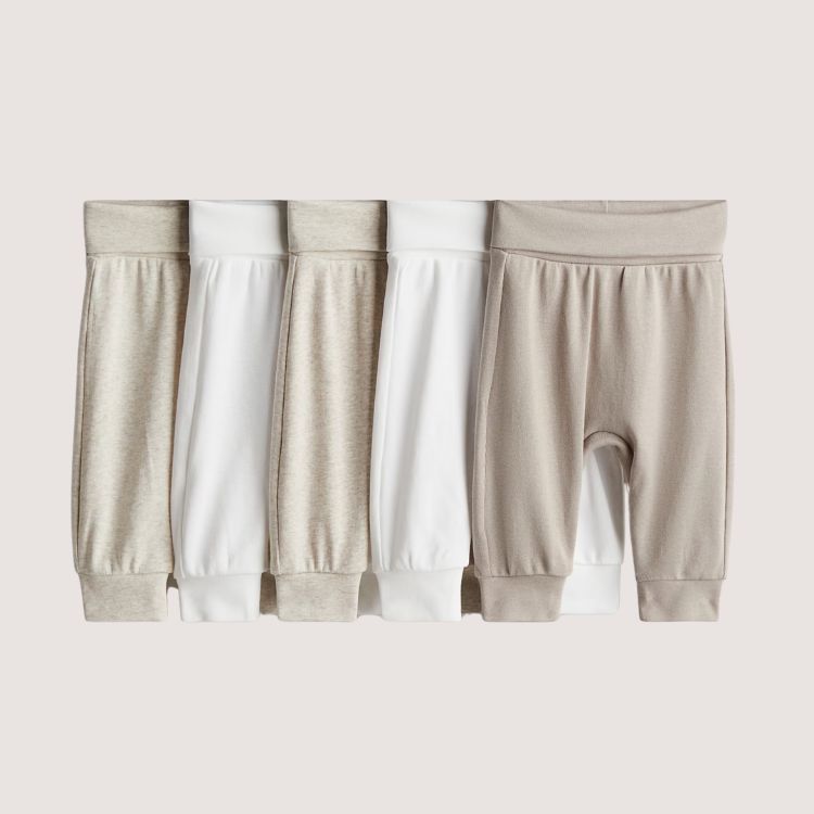 Organic Cotton Foldover-Waist Pants (5-Pack)