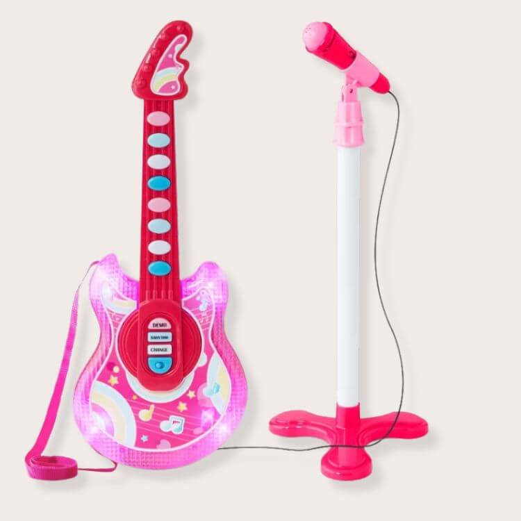 Pretend Play Electric Guitar with Mic Stand