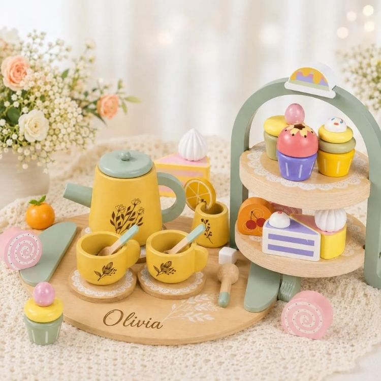 Personalized Wooden Tea Set
