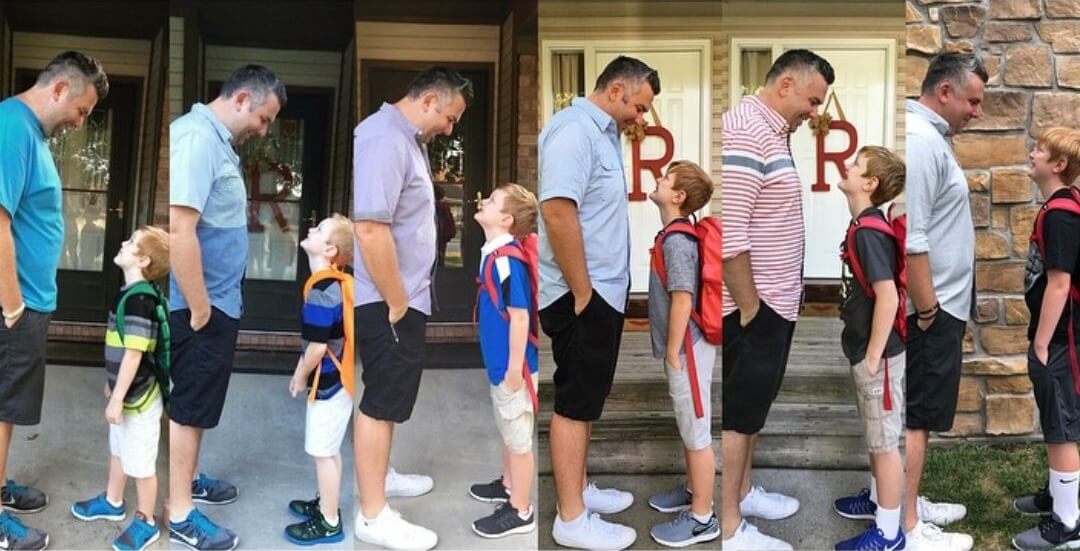 first day of school picture ideas height comparison photo with parent