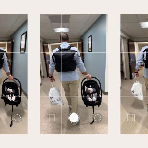 hot dad walk out of the hospital