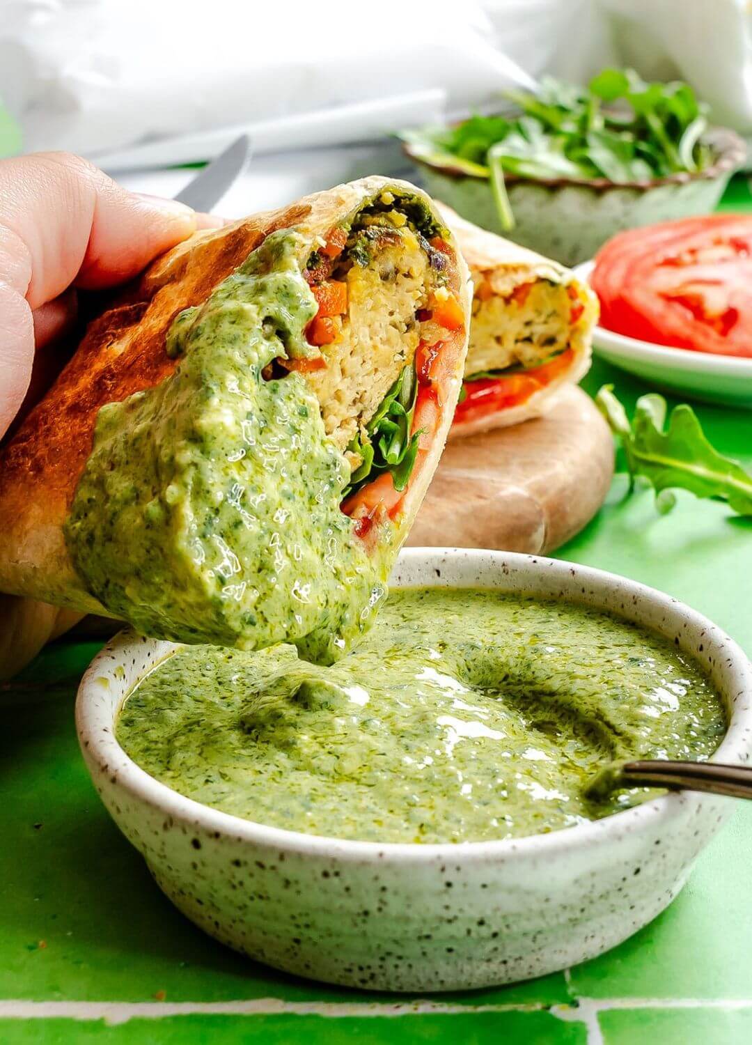 pesto chickpea wraps