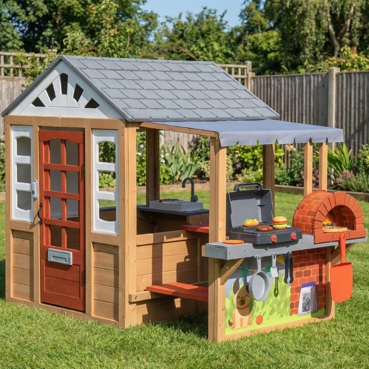 Wooden BBQ & Pizza Oven Playhouse