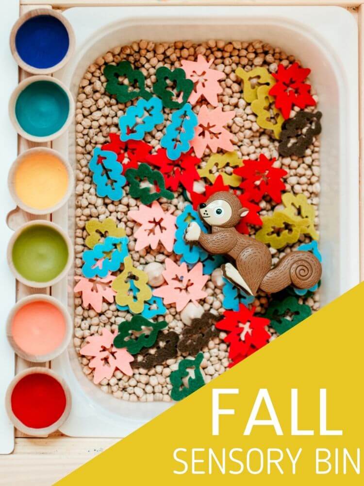 fall crafts and activities for kids fall sensory bin