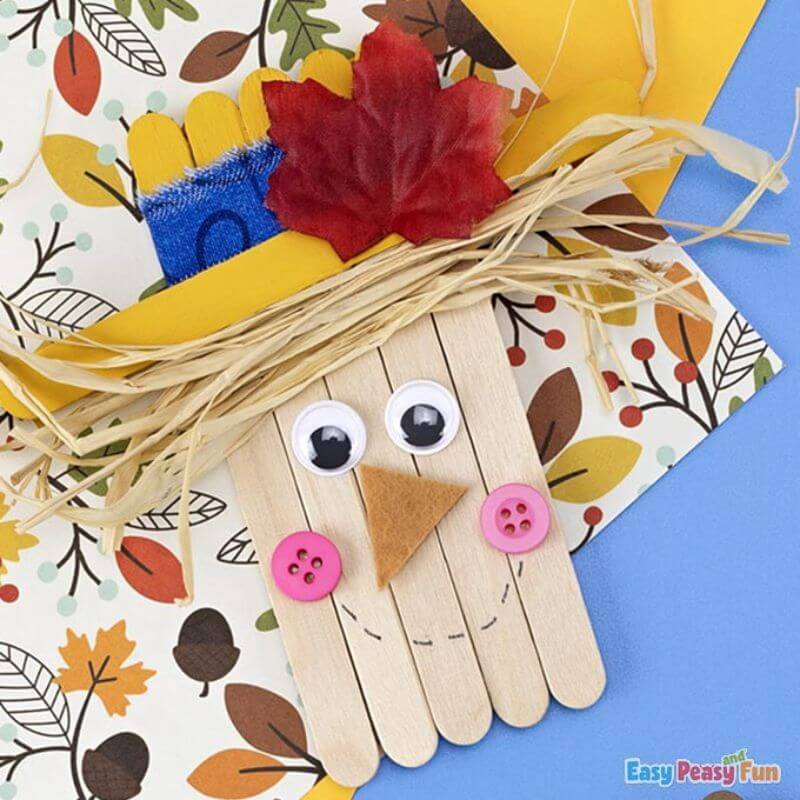 popsicle stick scarecrow fall craft