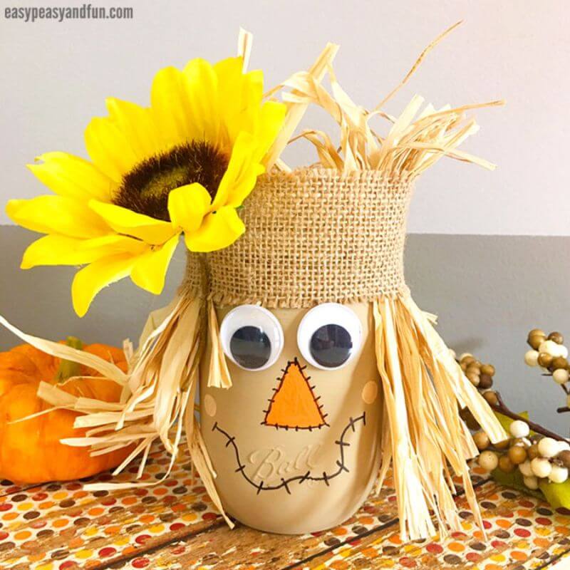 mason jar scarecrow fall crafts
