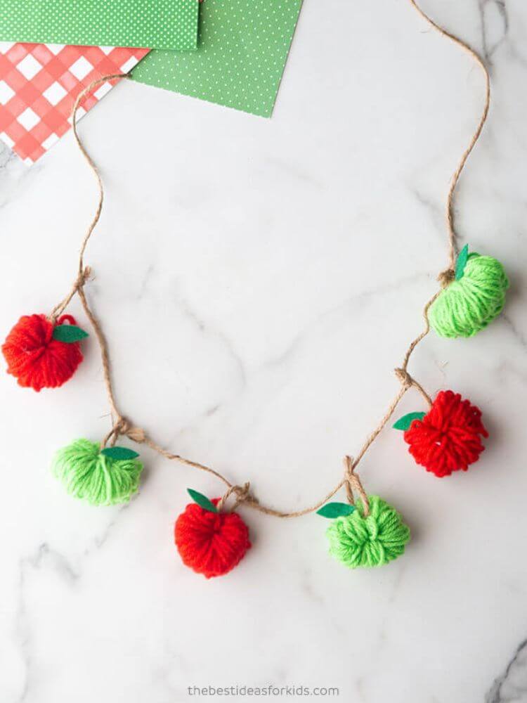 fall crafts for kids yarn apple garland