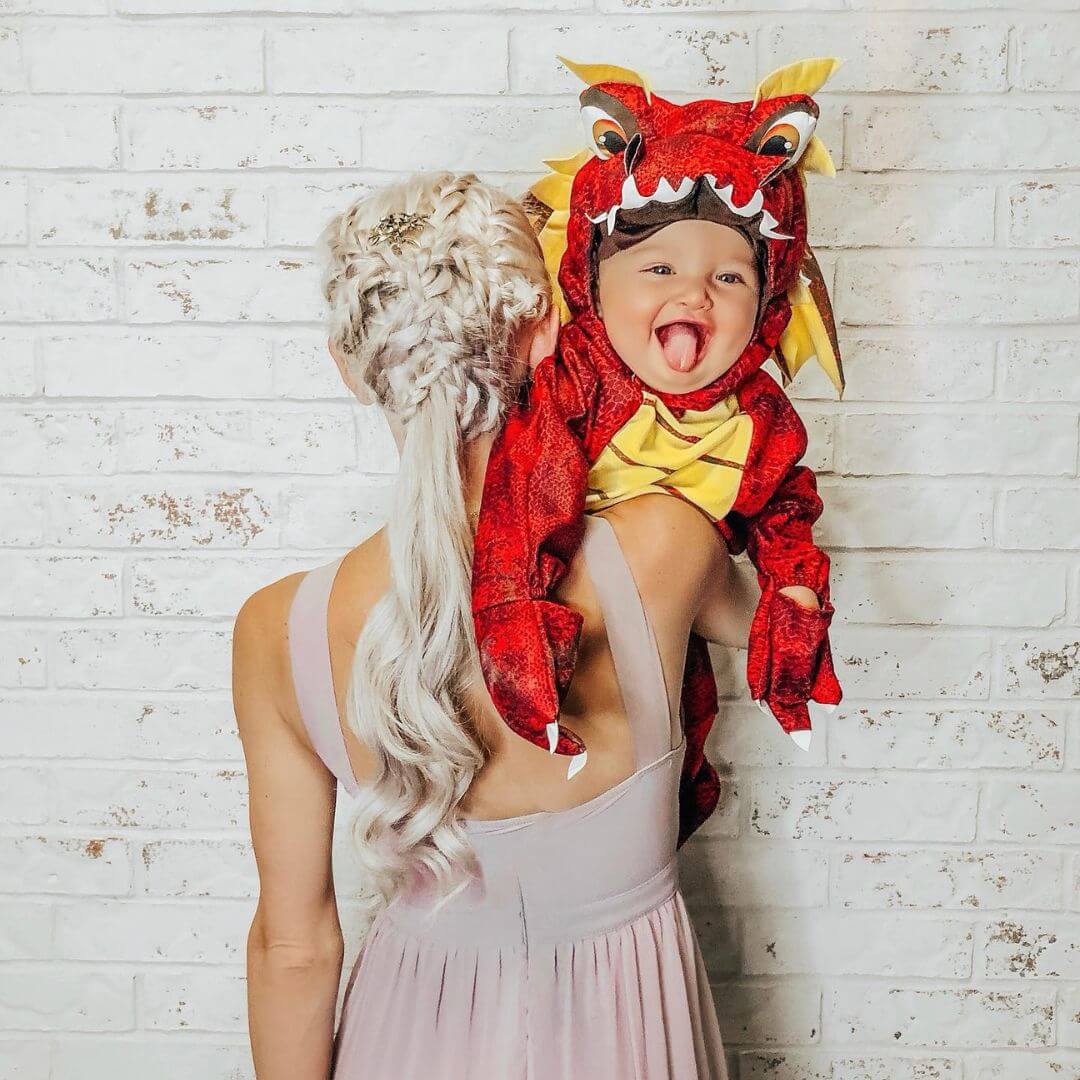 mother of dragons family with baby costume