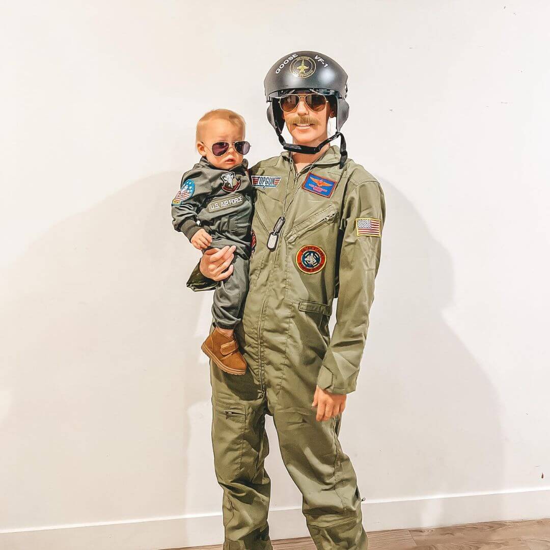 top gun dad and baby costume