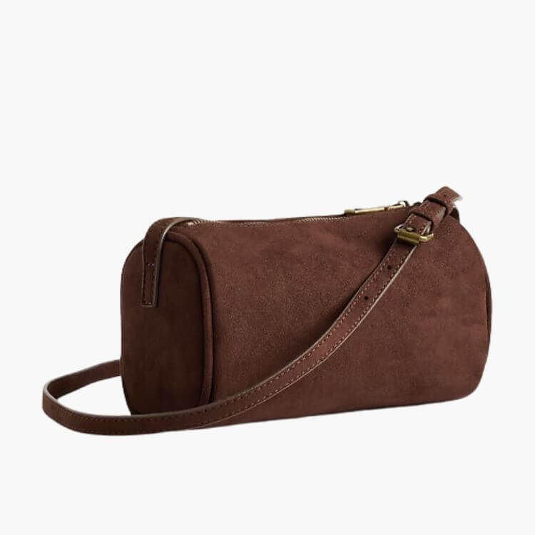 Vegan Suede Barrel Bag