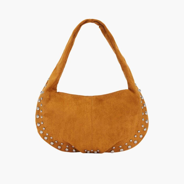 Studded Suede Shoulder Bag