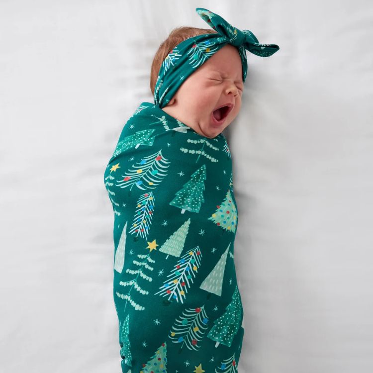 Twinkling Trees Luxe Bow and Swaddle Set