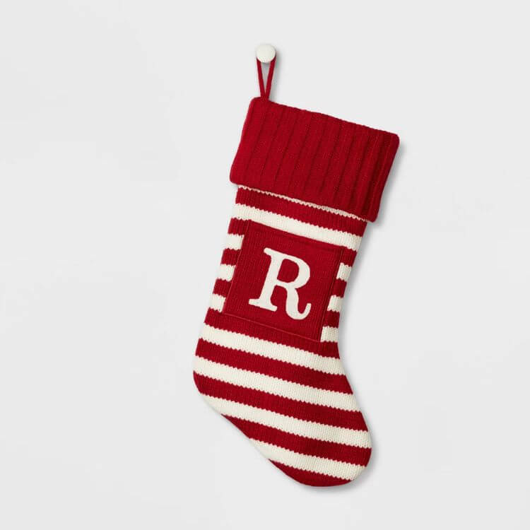Striped Monogram Christmas Stocking