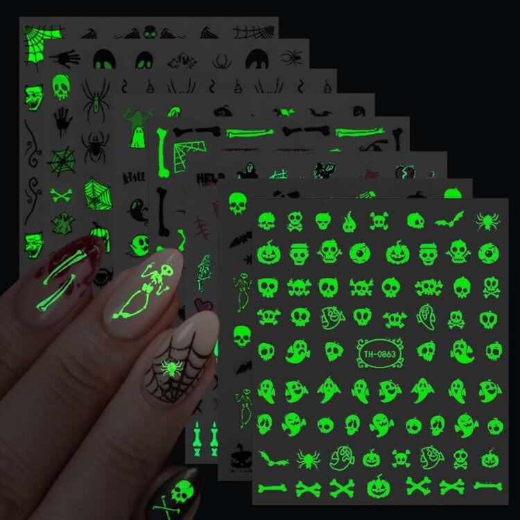 Glow-in-the-Dark Halloween Nail Stickers