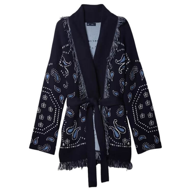 Cotton-Blend Fringe Shawl Cardigan