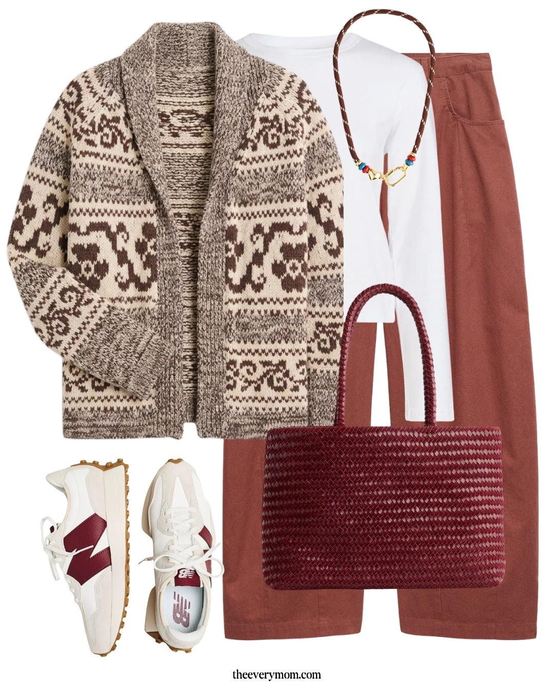 statement fall cardigan with pull on pants