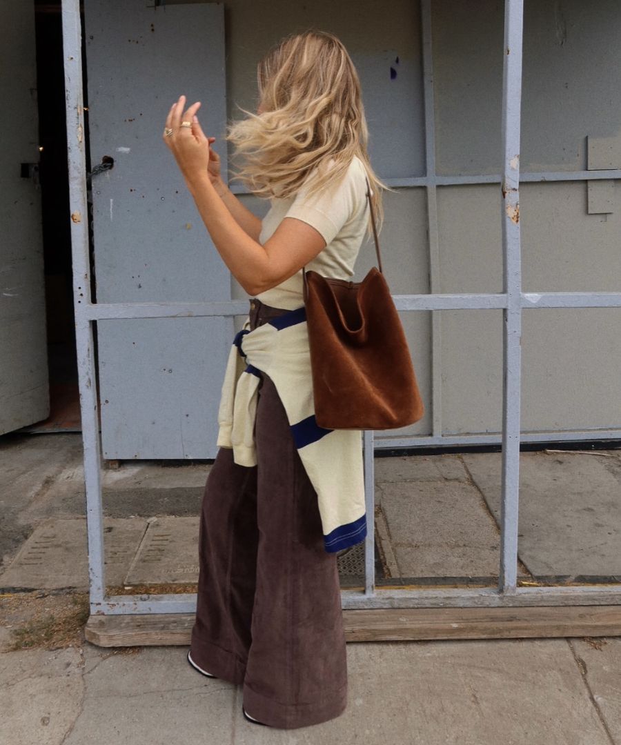 brown suede tote