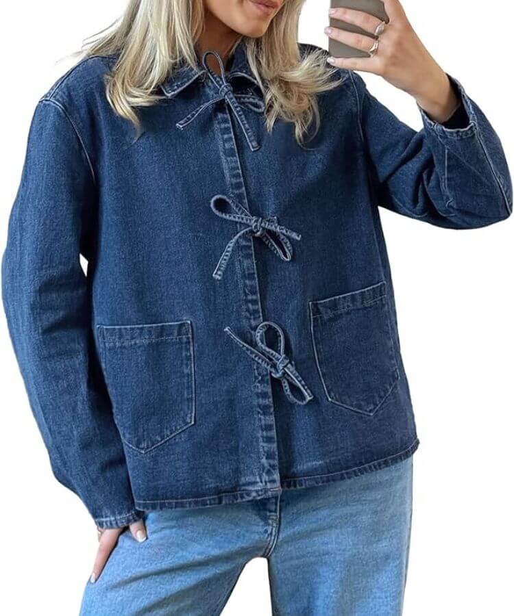Tie-Front Jean Jacket